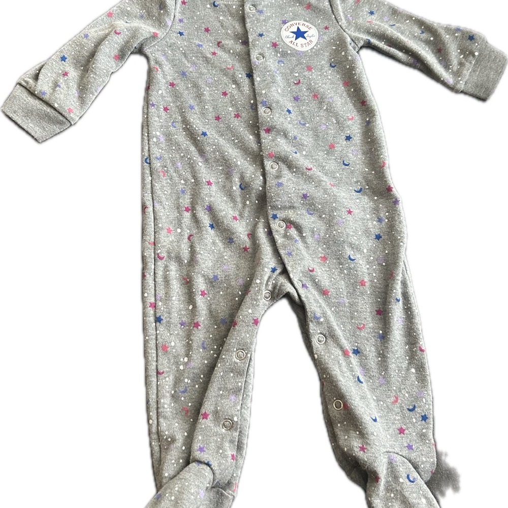 Converse Gray Star and Moon Kids Footie